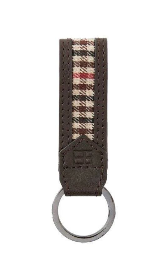 Leather Key Fob with Plaid