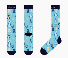 Kathryn Lily Teal Ribbons Tall Boot Socks