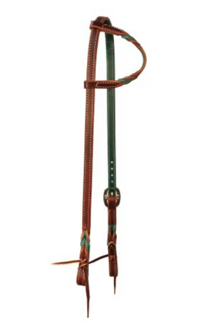PC One Ear Twist Emerald Burgundy Headstall